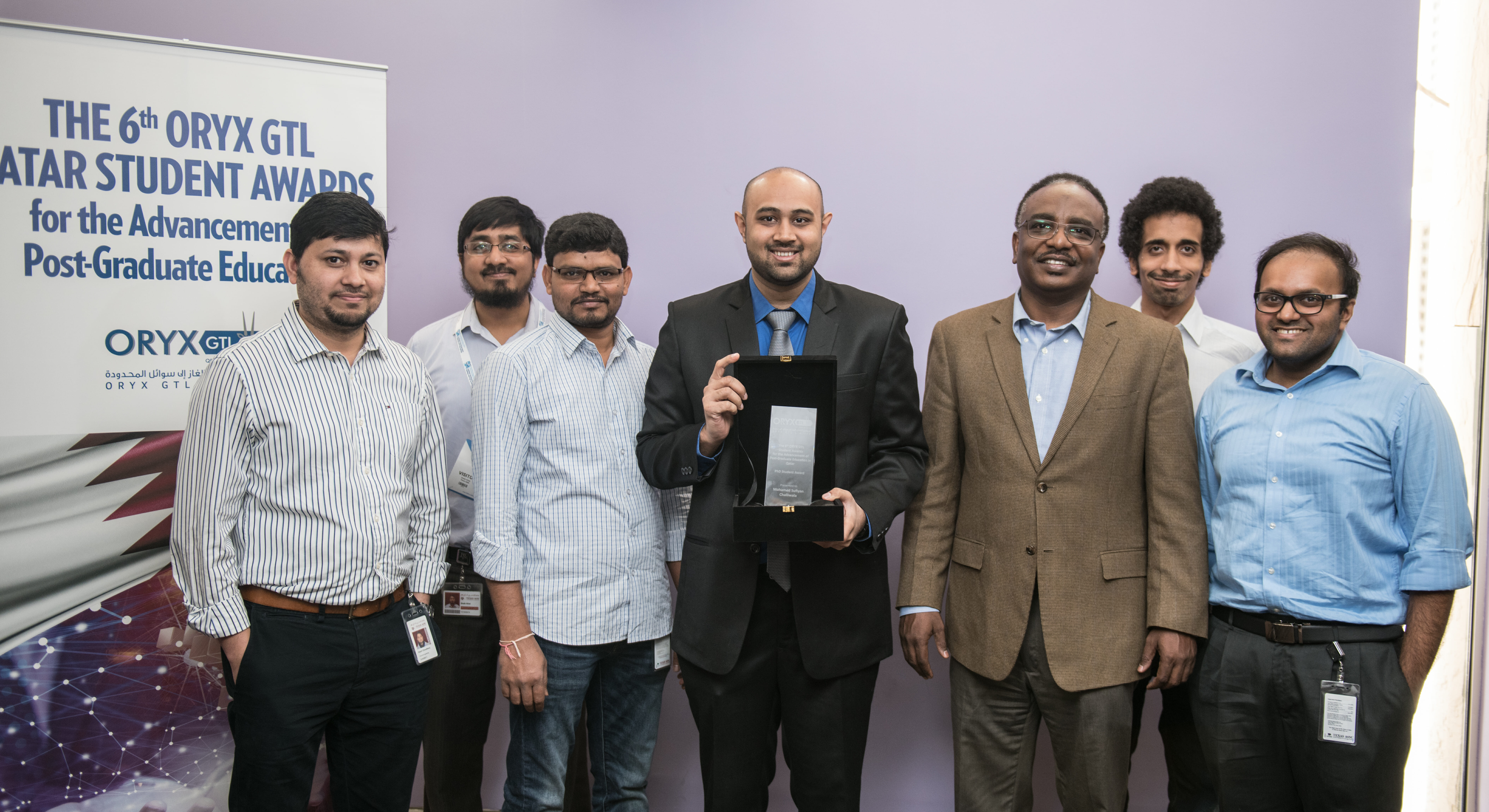 Mohamedsufiyan Challiwala received the ORYX GTL Ph.D. student Excellence Award