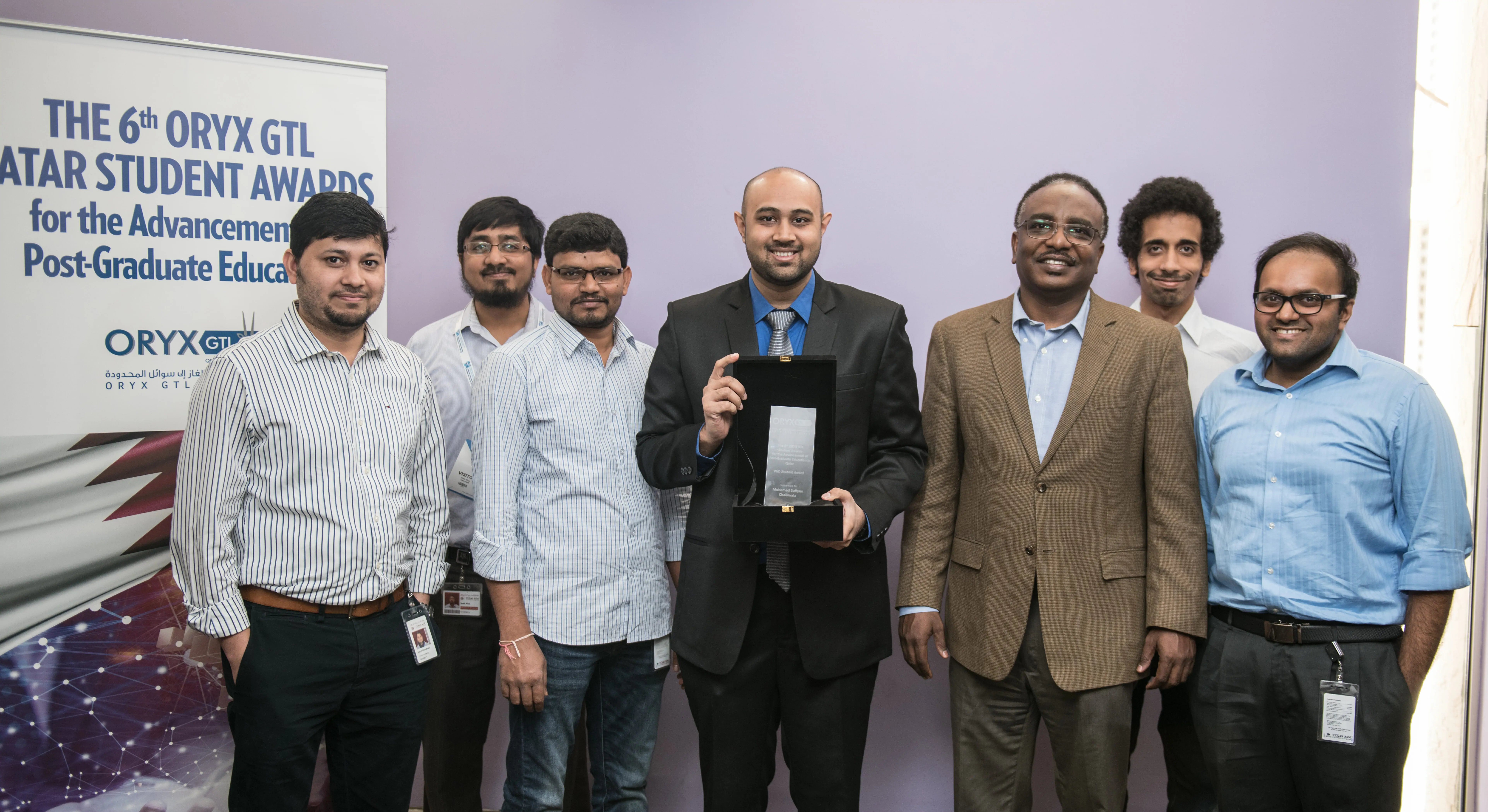 Mohamedsufiyan Challiwala received the ORYX GTL Ph.D. student Excellence Award